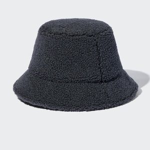 Uniqlo Faux Shearling Bucket Hat Dark Gray NWT